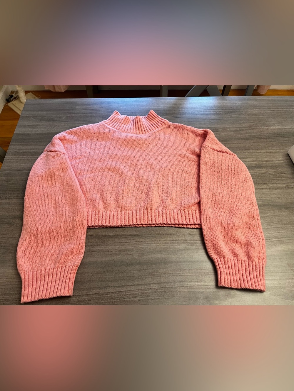 SHEIN Cropped Pink Turtleneck Sweater